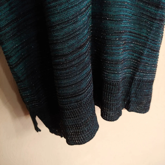 Apt. 9 Teal Green Metallic Cold-Shoulder Knit Sweater Top Size Womens Large - Picture 8 of 10